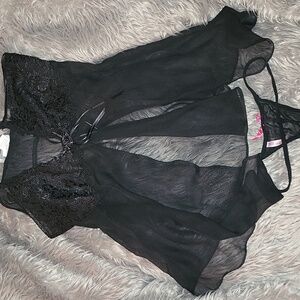 Exoile Black Sheer Lingerie Set M
